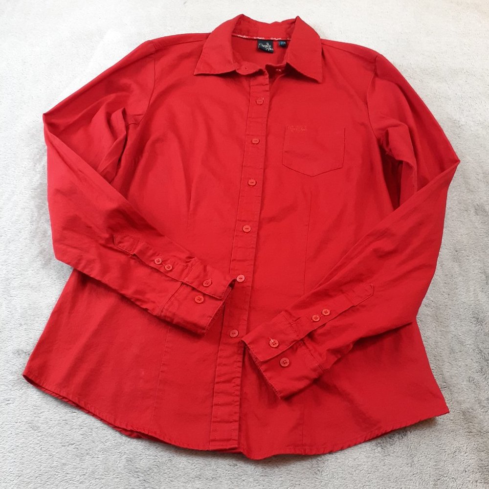 Cruel Girl Red Cotton Long Sleeve Button Down Top_6